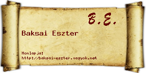 Baksai Eszter névjegykártya